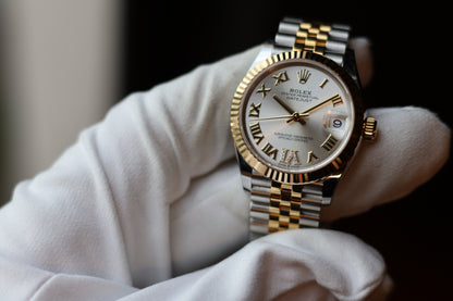 Rolex Datejust 31 Two Tone Yellow Gold Silver Diamond VI Dial Jubilee 278273