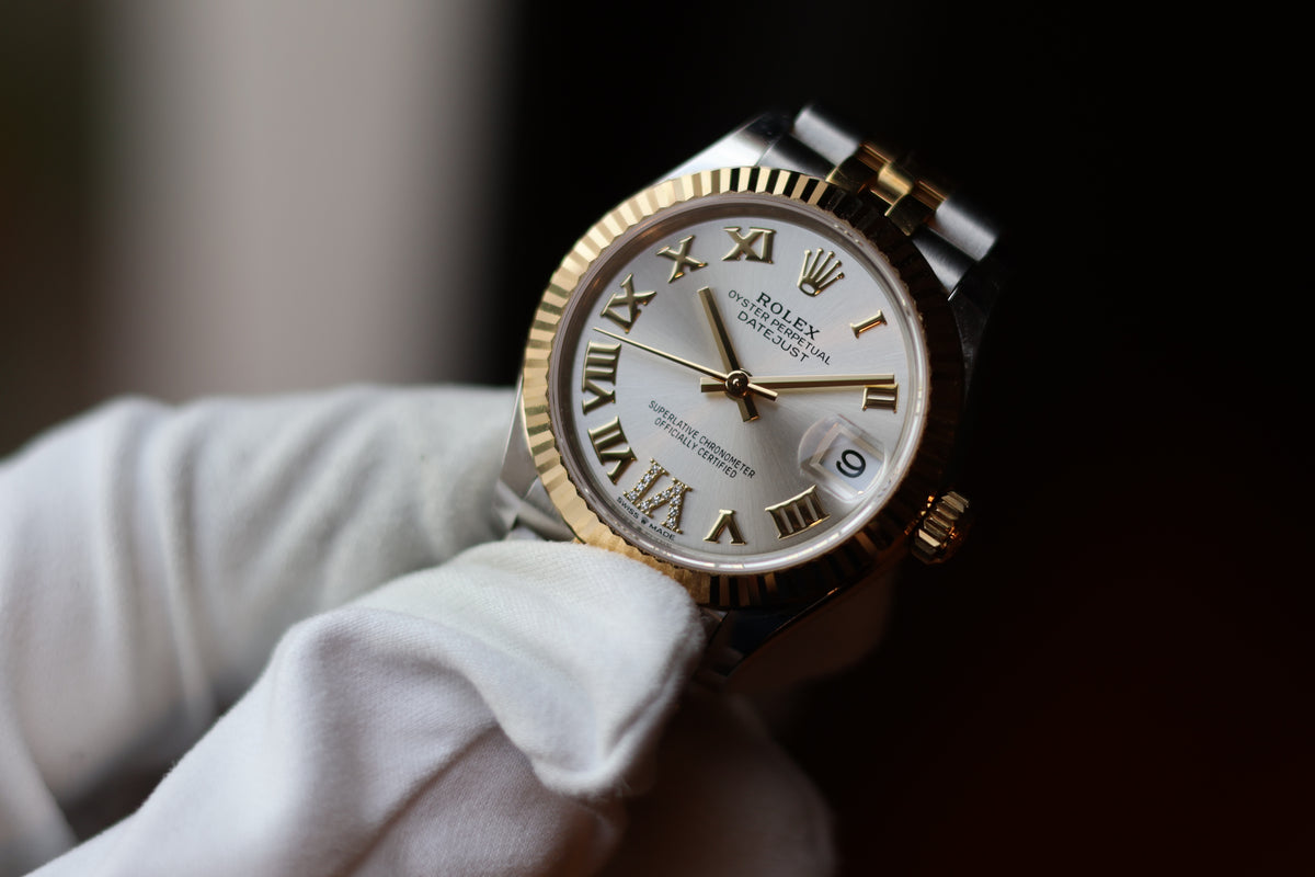 Rolex Datejust 31 Two Tone Yellow Gold Silver Diamond VI Dial Jubilee 278273