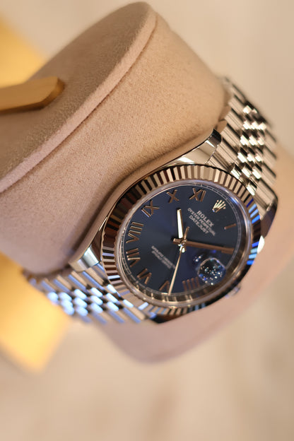 Rolex Datejust 41 Blue Roman Dial Jubilee bracelet Fluted Bezel Unworn 126334