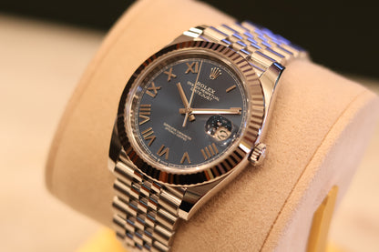 Rolex Datejust 41 Blue Roman Dial Jubilee bracelet Fluted Bezel Unworn 126334