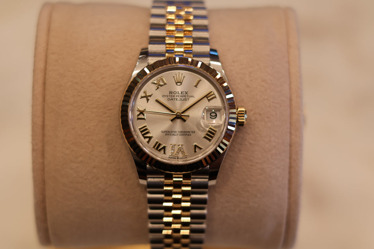 Rolex Datejust 31 Two Tone Yellow Gold Silver Diamond VI Dial Jubilee 278273