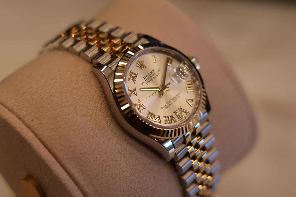 Rolex Datejust 31 Two Tone Yellow Gold Silver Diamond VI Dial Jubilee 278273