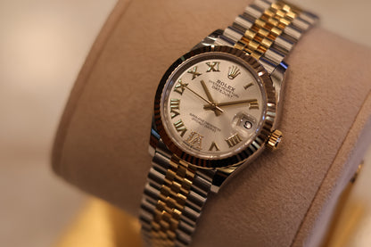 Rolex Datejust 31 Two Tone Yellow Gold Silver Diamond VI Dial Jubilee 278273