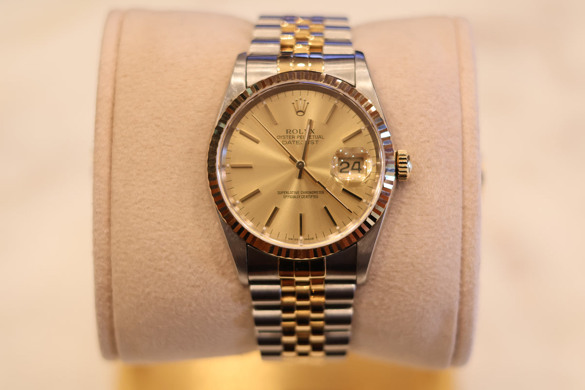 Rolex Datejust 36 Two Tone Champagne Dial Jubilee 16233 With papers