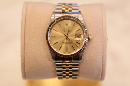 Rolex Datejust 36 Two Tone Champagne Dial Jubilee 16233 With papers
