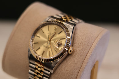 Rolex Datejust 36 Two Tone Champagne Dial Jubilee 16233 With papers