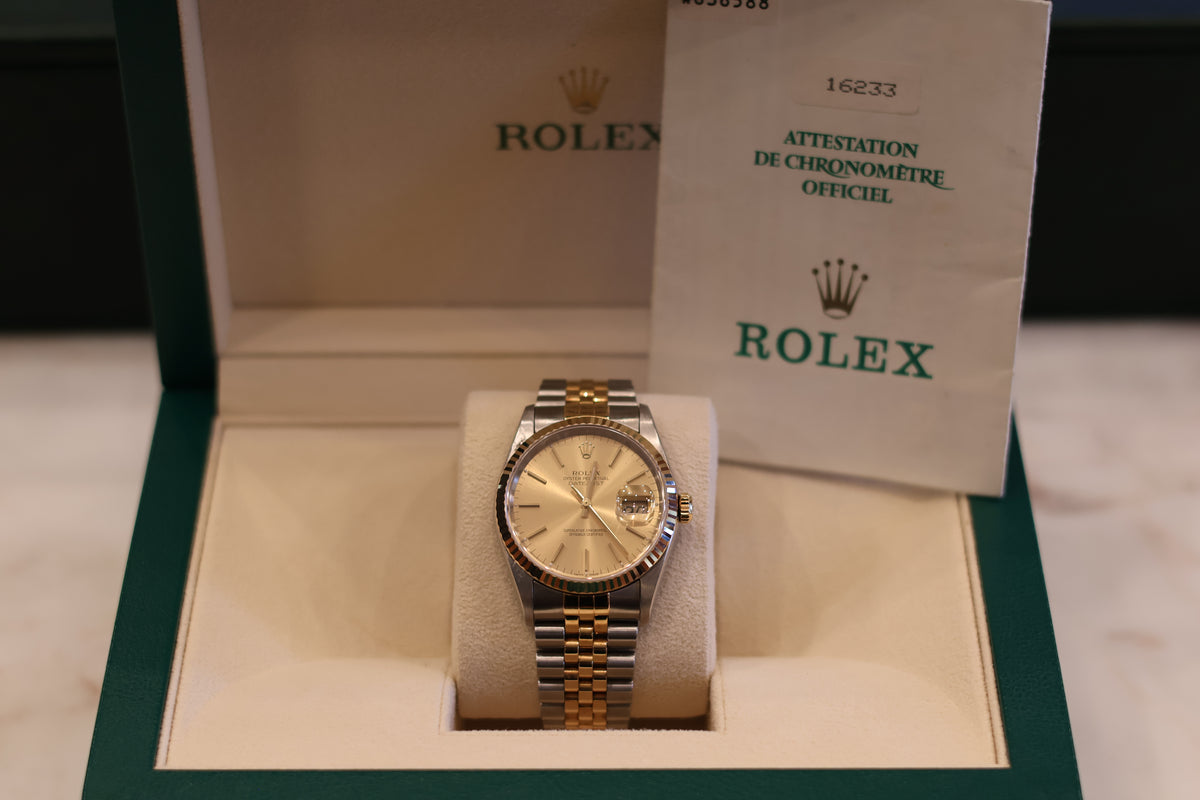 Rolex Datejust 36 Two Tone Champagne Dial Jubilee 16233 With papers
